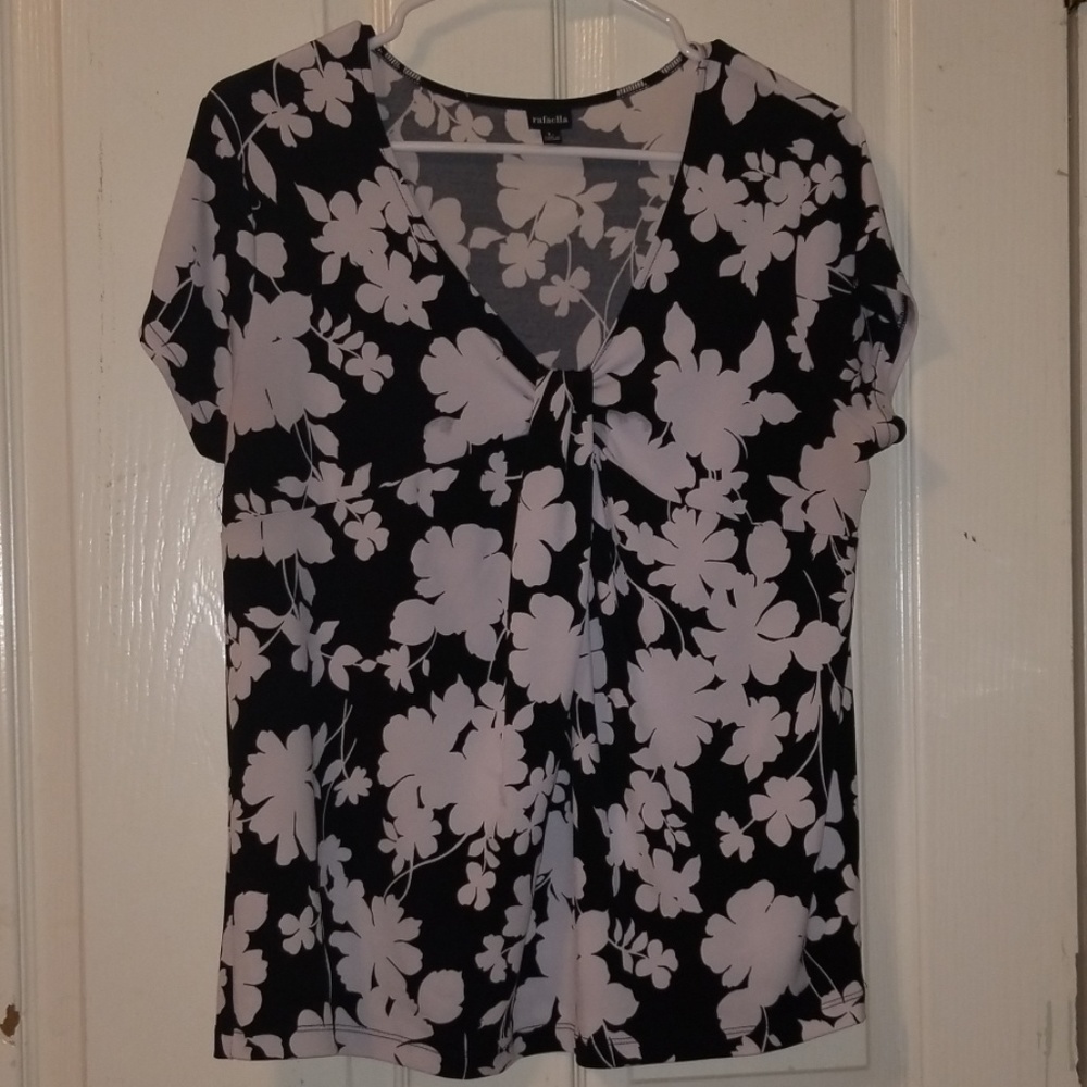 Rafaella Floral Blacl & White Blouse L